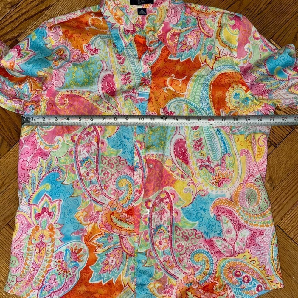 Chaps Paisley Print Multicolored Button Down Top Shirt Women's sz XL - Picture 5 of 12